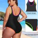 Daci Women Plus Size One Piece Swimsuit Athletic Tummy Control Ruched Bathing Suit with U-Back, 16W