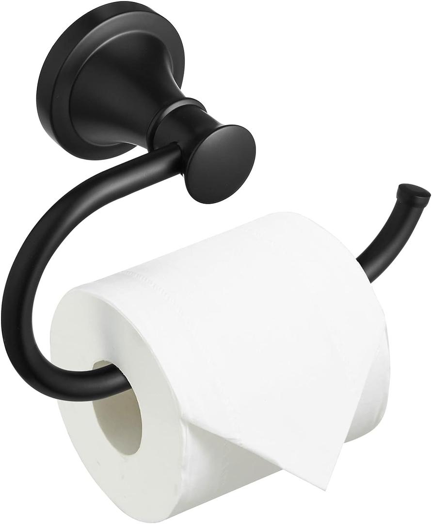 BESy Matte Black Toilet Tissue Paper Holder Matte Black Bathroom Accessories Toilet roll Paper Hanger, Wall Mounted, Rustproof (Matte Black)