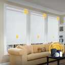 Motorized Blinds with Remote, Grasscloth Fabric Smart Blinds with Valance Cover, Cordless Automatic Roller Shades, Blackout Electric Blinds for Windows,Bright White 34"W x 72" H, 34.5"W x 72"H