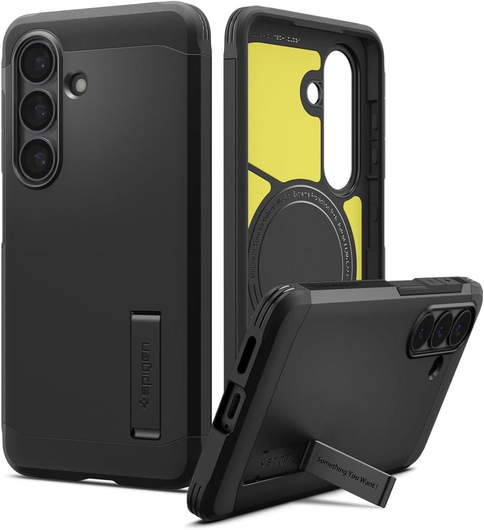 Spigen for Galaxy S26 Plus Case, Tough Armor MagFit [Kickstand] [Compatible with MagSafe] [Military-Grade Protection] - Black