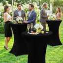 Moosfor Spandex Cocktail Table Covers 4 Pack, Elastic Fitted Stretch Table Cloth, Round High Top Tablecloths for Bar, Party, Pub, Wedding & Banquet (Black, 24x43 Inch)