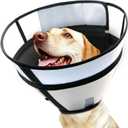 Upgraded Dog Cone Collar for Dogs After Surgery, Soft Transparent Pet Recovery Collar for Large  Dogs, Depth Adjustable Dog Cone Collar, Elizabethan Collar (L, Black) (L (Neck: 14.17-16.54"))