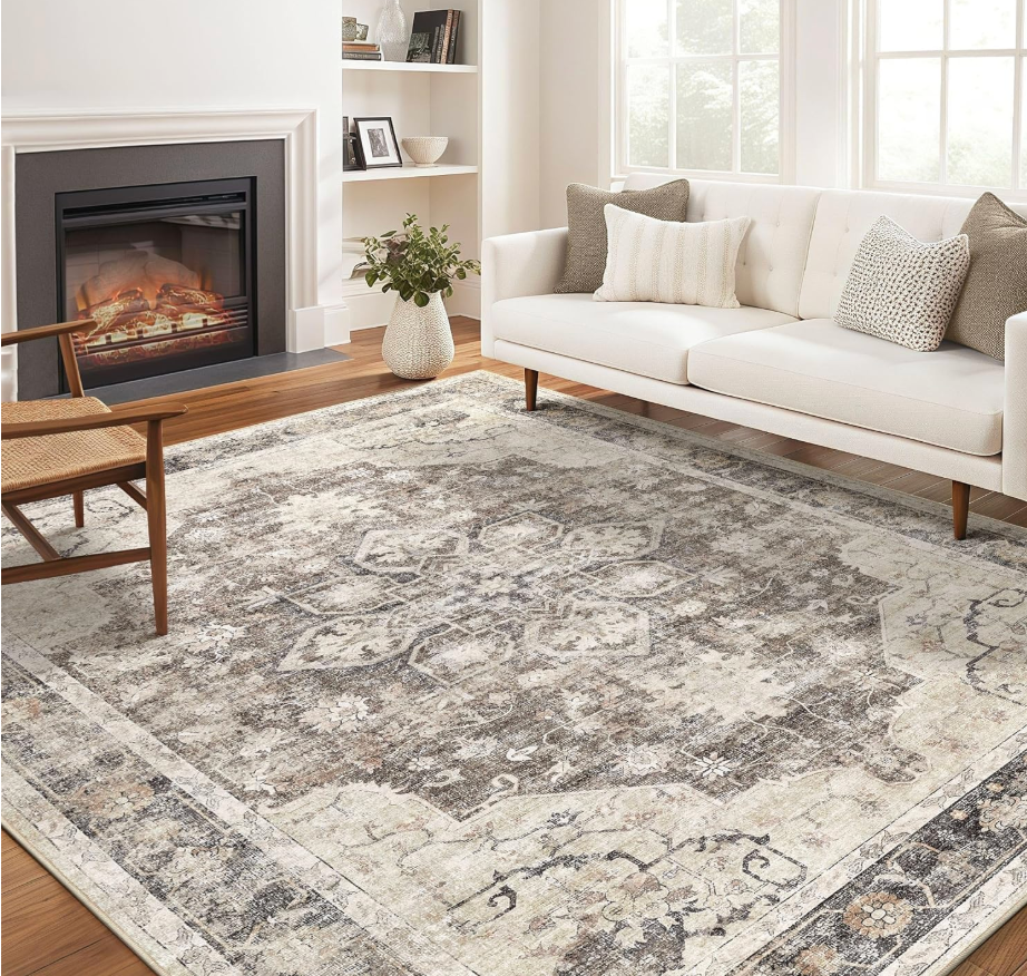 Homewill Area Rug for Living Room - 10X14 Soft Washable Vintage Floral Distressed Large Carpet - Fade Stain Resistant Non Slip Rugs for Bedroom Dining Room Nursery Dorm Office Home Decor - Multi Color