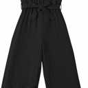 WDIRARA Girl's Ruffle Trim Wrap V Neck Cap Sleeve Cute Jumpsuit Belted Wide Leg Pants 11Y