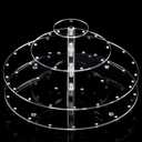 YestBuy Acrylic Cake Pop Display Stand , 30 Hole Clear Acrylic Lollipop Holder, 3 Tiered Round Cake Pop Holder For Weddings, Birthday Parties, Anniversaries Gift, Halloween Candy Decorative (Clear)