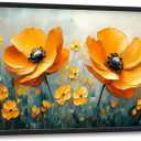 Large Poppy Flowers Wall Art for Living Room, Floral Canvas Oversized Wall Decor Aesthetics Modern Framed Pictures Painting Print Artwork for Bedroom Office 36" L x 24" W