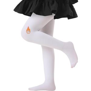 SUREPOCH Girls Fleece Lined Tights Thermal Warm Tights Footed for Winter Toddler Fleece Stockings for Kids 2t 4-6 7-8 10-12 (White)