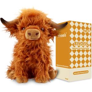 Highland Cow Stuffed Animals Toys Plushies Cute Cow Stuffed Animal Plush Cow Decor for Kids (10.5 inches)