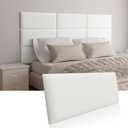 Upholstered Wall-Mounted Headboard, Acoustic Panel, Peel and Stick Padding, Beige Dorm Towel Fabric, 4-Pack