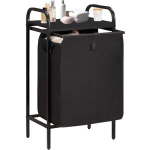 Laundry Hamper with Removable Bags & Built-In Shelf - 13.7 Gal Capacity, Pull-Out Laundry Sorter for Clothes Organization in Bedroom, Bathroom, Laundry Room, Black