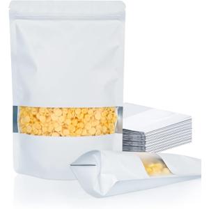 FireKylin 100 Pack Smell Proof Bags 6.3" x 9.4", Resealable Bags with Matte Window, Foil Pouch Stand Up Sealable Bags for PackagingWhite