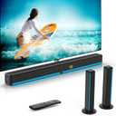 GEOYEAO 2.2 CH Detachable Sound Bar with Built-in Dual Subwoofer, 180W RGB Bluetooth Soundbar for TV, Support HDMI ARC/Optical/AUX, Surround Speaker System for Gaming/Home Theater/PC