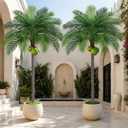8ft Tall Artificial Phoenix Palm Tree with 3 Coconut Fruits, Large Fake Tropical Silk Tree Outside, Fake Tree Perfect for Indoor Outdoor Patio Poolside Yard Doorway Home Office Decor