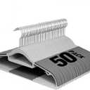 Plastic Hangers 50 Pack, 16.5 in Heavy Duty Clothes Hangers with 360 Swivel Hook, Non-Slip Bar & 0.2" Ultra-Slim Space-Saving Organizers for Coats, Pants, Suits, Shirts, Light and Dark Gray