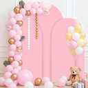 Bazen Wedding Arch Backdrop Cover (7.2FT+6.6FT+6FT) Set of 3 Spandex Arch Covers Round Top Chiara Stretchy Arches Backdrop Stand Cover for Birthday Party Ceremony Banquet Ornaments Pink