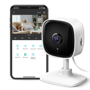 TPLink Tapo 1080P Indoor Security Camera for Baby Monitor, Dog Camera w/Motion Detection, 2Way Audio Siren, Night Vision, Cloud & SD Card Storage, Works w/Alexa & Google Home (Tapo C100)