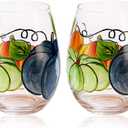 Yuthsona 2PCS Hand Painted Pumpkin Goblets Thanksgiving Wine Glass Fall Autumn Table Decor With Stem for Hostess Perfect Gifts (Pumpkin-A-Stemless)