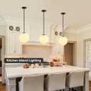 10in Milk Glass Pendant Light, Mid Century Modern Pendant Lights Kitchen Island, Black Fininsh Hanging Light Fixture for Dining Room Over Table Sink Hallway, Black & Milk 1 Pack
