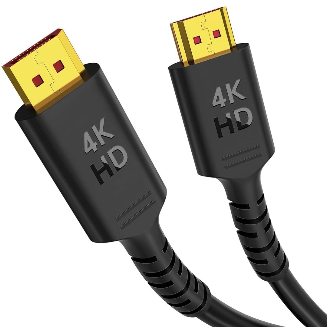 4K DisplayPort to HDMI Cable 25FT, 4K@60Hz, CL3 Uni-Directional DP to HDMI Cord Compatible for Dell, HP, Samsung and More