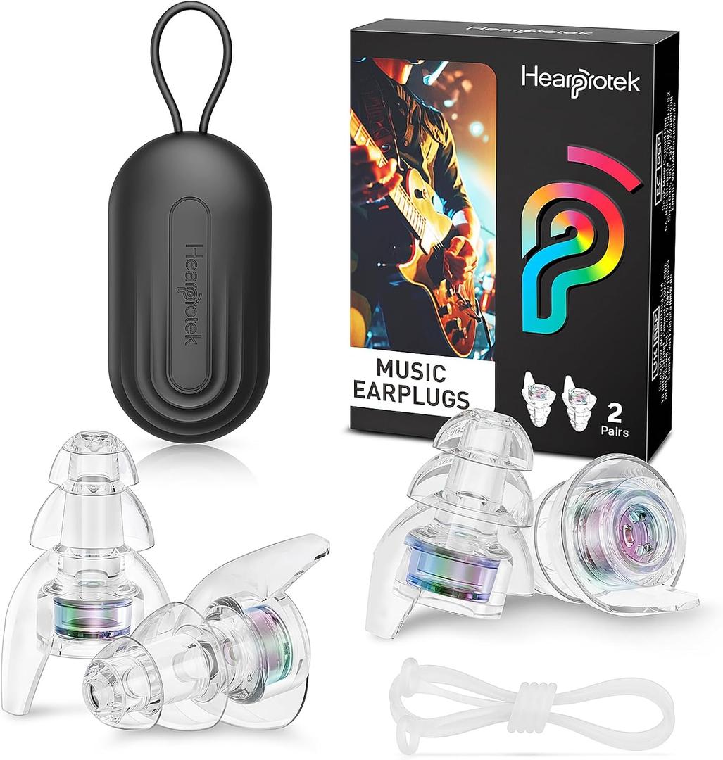 Hearprotek Concert Ear Plugs, 2 Pairs Reusable High Fidelity Musician Ear Plugs, Purple, Silicone, Earplugs, Earplug, Noise Protection