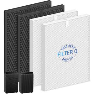 2 Sets 5510 5520 Filter Q For WINIX 5510 5520 Air Purifier Filter Replacement 1712-0123-00 For Large Room 1882 Ft/Hr 2 Middle & 2 Activated Carbon Filters Captures Pet Dander Smoke Dust Pollen