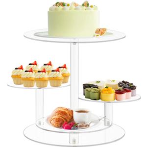 Dezzer 4 Tier Acrylic Cupcake Stand, Clear, 12" x 8" x 8" x 8" x 12"