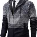Mylldey Mens Hoodies Knit Sweater, Full Zip Fleece Lined Cardigan Sweaters Casual Regular Fit Knit Hooded Men Sweater Jacket (Large, Darkgray)
