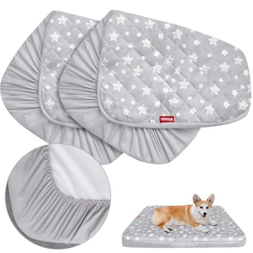 Moonsea Dog Bed Covers Replacement Washable 2 Pack, Waterproof Dog Bed Covers Dog Pillow Cover Quilted, Pet Bed Cover Lovely Grey Star Print, Puppy Bed Cover 20x30 Inches, for Dog/Cat, Cover Only