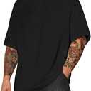 Verdusa Men's Oversized Shirts Short Sleeve Loose Fit Casual Solid Basic Tee Tops (Black, XL)