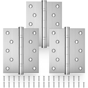 KOLET Ball Bearing Door Hinges, 5 x 4 Inches Door Hinges, Square Corner with Extra Thick 3mm, Heavy Duty Stainless Steel, Suitable for Hotel and Building, Smooth and No Squeak, Brushed Nickel, 3 Pack
