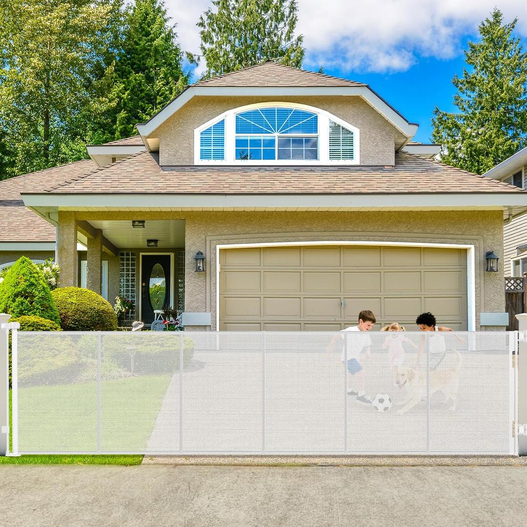 250" Extra Wide Retractable Dog Gate, Reinforced 20ft Retractable Baby Gates Extra Wide Dog Gate, 48" Extra Tall Baby Gate Retractable Outdoor Fence, Extra Long Pet Gate Retractable Gate Indoor, White