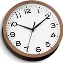 AKCISOT Wall Clock, Modern Small Wall Clocks Battery Operated 8 Inch, Silent Non-Ticking Analog Classic for Office, Home, Bathroom, Kitchen, Bedroom, School(Walnut Grain)