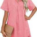 levaca Womens Tshirt Dress Short Sleeve V Neck Loose Casual Summer Tunic Mini Dresses, XL