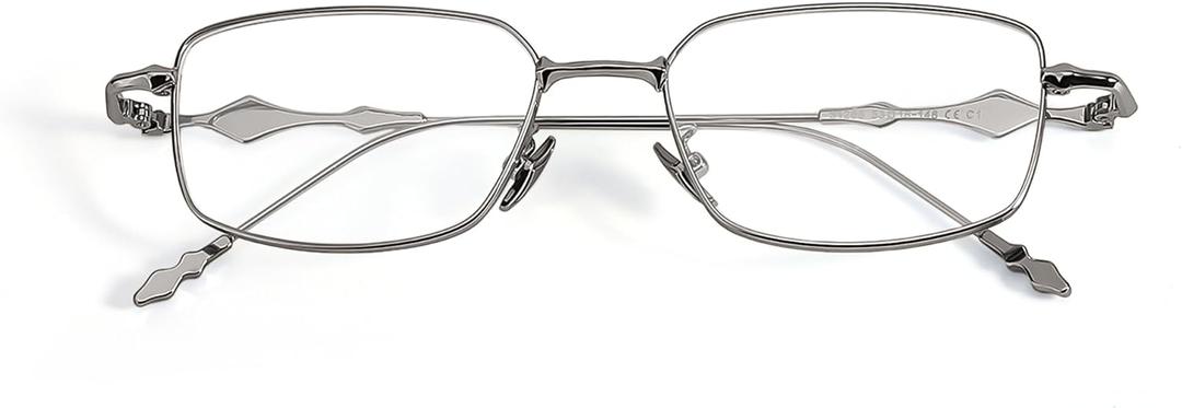 IGnaef Fashion Square Blue Light Blocking Glasses for Women Trendy Rectangle Metal Frame Eyeglasses BL1304 (C02 Gun)