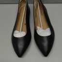 Amazon Essentials Women's Pointed-Toe Ballet (10.5 Wide, Black Faux Leather)