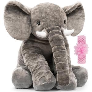 Homily Big Stuffed Elephant, Large Elephant Stuffed Animal, Giant Plush Animal Fluffy Toy for Girl Kids 24 INCH