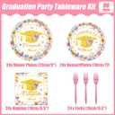 Floral Graduation Decorations 2026-96 Pcs Floral Congrats Grad Plates Napkins Forks Class of 2026, Flower Graduation Party Tableware Set for College High School Serve 24