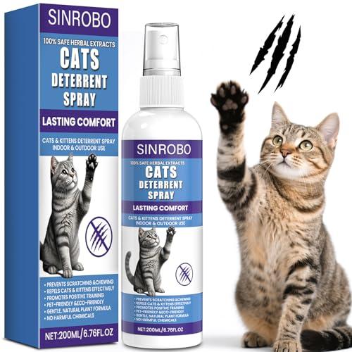 SINROBO Cat Deterrent Spray - Natural Cat Deterrent for Furniture, Safe Indoor & Outdoor Training Aid for Urine Marking & Anti-Scratch