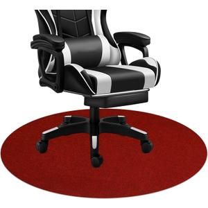 Office Chair Mat for Low Flat Pile Carpet/Hardwood Floor, Round 39"x39" Non-Slip & Noise Reducing Carpet Floor Protector Mat (Wine Red)