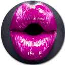 Purple Lip Makeup  Modern Portrait Round Metal Wall Art 23" Glossy Finish