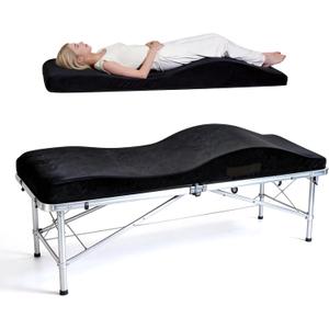 Ergonomic Curvy Lash Bed Topper - Massage Table Pad with Plush Cover, Non-Slip Esthetician Bed Cushion for Eyelash Tech, Ideal for Spa/Facials/Eyelash/Beauty Salon, 28"70" (Black)
