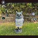 Solar Powered Garden Owl with Motion Detection, Rotating Head, Realistic Hoots and Silent Mode, Outdoor Statue and Sculpture, Owl Decoration for Home, Garden, Patio and Lawn, 16.9 inches x 6.8 inches x 6.8 inches
