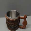 Wooden Barrel Beer Mug, 20oz Stainless Steel Horse Mug Coffee Cup Horses Gifts for Women Men Gift for Birthday Christmas, Gothic Decor Party Decoration Drinkware Gift