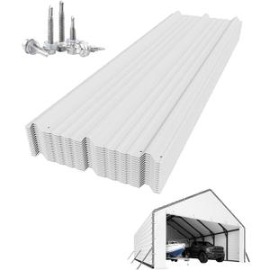 GarveeLife Roofing Panels for Metal Carport 20x25 ft, 20x20 ft, Heavy Duty Metal Carport Kits, 27 Ga. Galvanized Steel Ribbed Panels, 60.23 in x 19.68 in, 16 Pcs, White