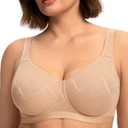 HSIA Minimizer Bras for Women Full Coverage Underwire Plus Size Unlined Mesh Jacquard Bra with Wide Straps Light Beige 42DD