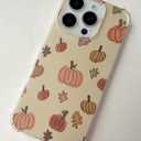 Watercolor Pumpkin Fall Leaves Case Compatible with iPhone 15 Pro, Cute Halloween Vibe Case for iPhone 15 Pro, Trendy Unique Design TPU Bumper Cover Case