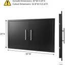 JIE JIN Outdoor Kitchen Doors 35" W X 24" H Double Doors 1.2mm Thickness Stainless Steel BBQ Access Door BBQ Island Doors Outdoor Kitchen Accessories Door for Outdoor Kitchen BBQ Island (Black)