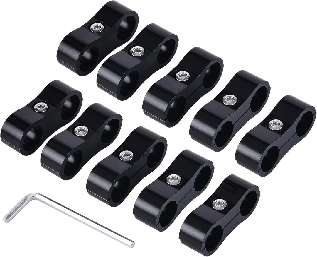 EVIL ENERGY 10AN Hose Separator Clamp, AN10 Fuel Line Mounting Clamp Aluminum Black 4PCS
