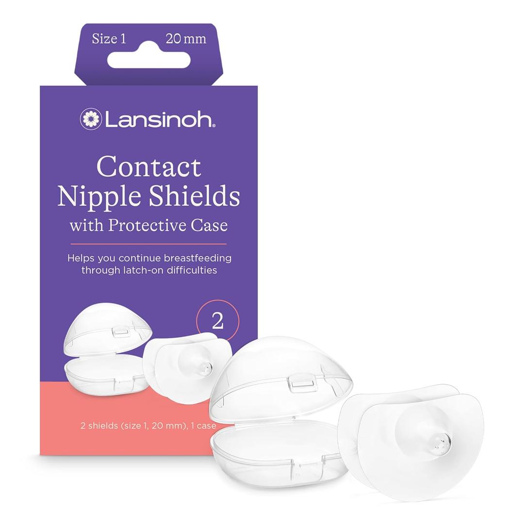 Lansinoh Contact Nipple Shields for Nursing Mothers, Ultra-Thin Soft & Flexible Silicone Shields for Sensitive Nipples and Latch-On Support (0.79 inch or 20mm), with Case, 2 Count | Ultra-Thin Soft & Flexible Silicone Shields (20mm or 0.79 inch) for Sensitive Nipples and Latch-On Support