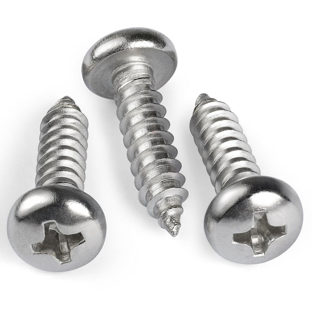#8 x 5/8 Inch Pan Head Wood Screws, Phillips Drive, Stainless Steel 304 (18-8), Self Tapping for Wood, Sheet Metal Screws, 100 Pack